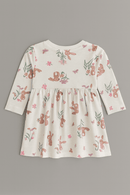 Ivory Bunny Floral All Over Print Interlock Dress Nawao.com