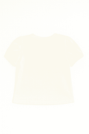 Ivory Bunny Placement Print Puff Sleeve Nawao.com