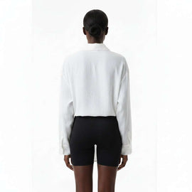 Ivory Button Front Roll Up Sleeve Shirt Ivory Nawao.com