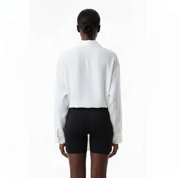Ivory Button Front Roll Up Sleeve Shirt Ivory Nawao.com
