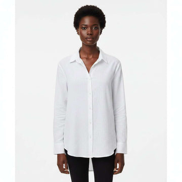Ivory Button Front Roll Up Sleeve Shirt Ivory Nawao.com