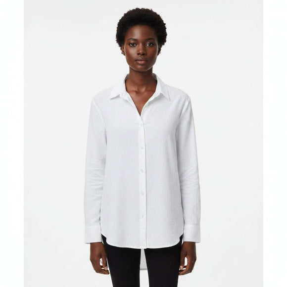 Ivory Button Front Roll Up Sleeve Shirt Ivory Nawao.com