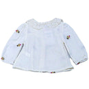 Ivory Collared Front All Over Embroidery Blouse Nawao.com