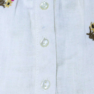 Ivory Collared Front All Over Embroidery Blouse Nawao.com