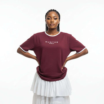 Ivory Contrast Rib T Shirt Ivory Nawao.com
