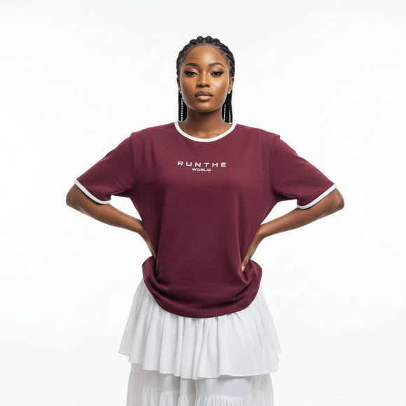 Ivory Contrast Rib T Shirt Ivory Nawao.com