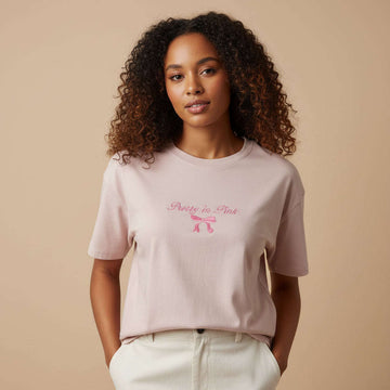 Ivory Embroidered T Shirt Pale Pink Nawao.com