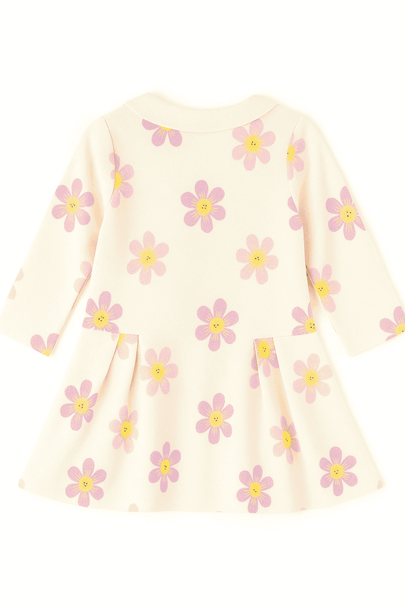 Ivory Floral All Over Print Pique Dress Ivory Nawao.com