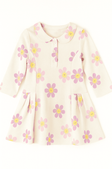 Ivory Floral All Over Print Pique Dress Ivory Nawao.com