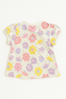 Ivory Floral All Over Print Puff Sleeve Ivory Nawao.com