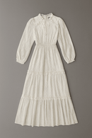 Ivory Frill Detailed Lurex Jacquard Dress Nawao.com