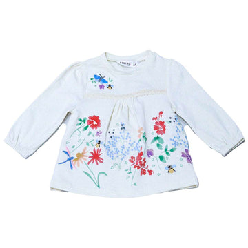 Ivory Front Embroidery Knit Blouse Nawao.com
