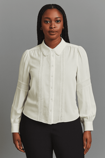 Ivory Lace Detailed Shirt Nawao.com