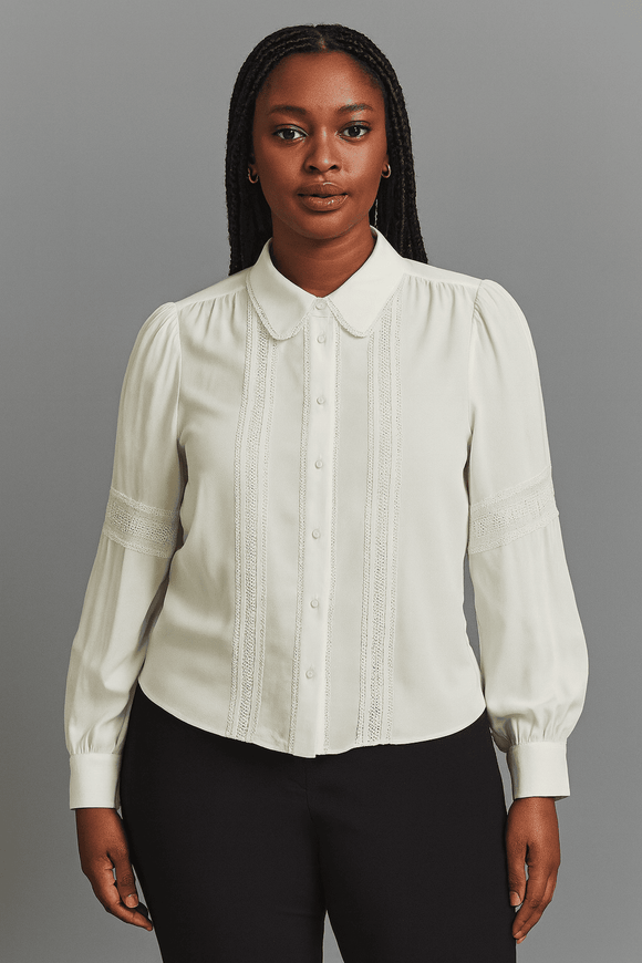 Ivory Lace Detailed Shirt Nawao.com
