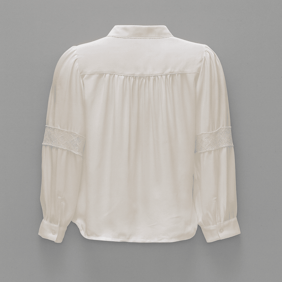 Ivory Lace Detailed Shirt Nawao.com