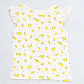 Ivory Lemon All Over Print Rib T Shiry Ivory Nawao.com