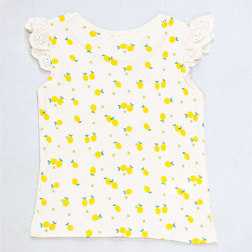 Ivory Lemon All Over Print Rib T Shiry Ivory Nawao.com