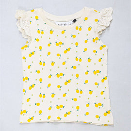 Ivory Lemon All Over Print Rib T Shiry Ivory Nawao.com