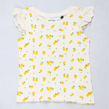 Ivory Lemon All Over Print Rib T Shiry Ivory Nawao.com