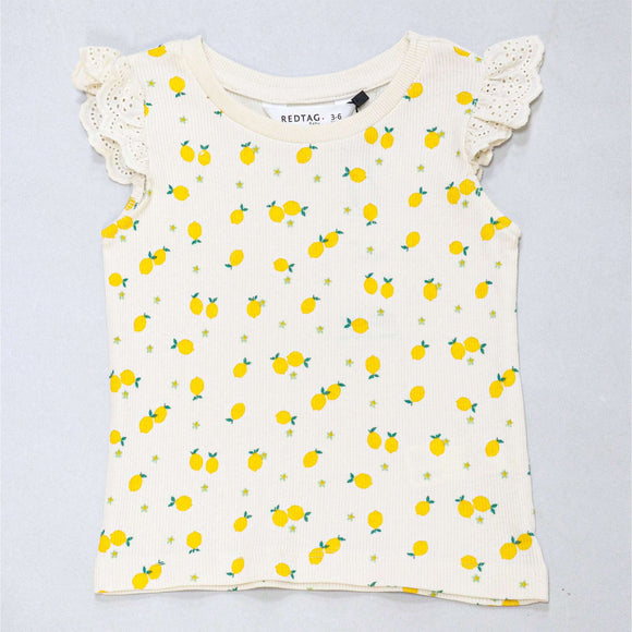 Ivory Lemon All Over Print Rib T Shiry Ivory Nawao.com