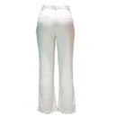 Ivory Linen Wide Leg Relaxed Trousers Nawao.com