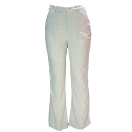 Ivory Linen Wide Leg Relaxed Trousers Nawao.com