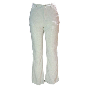 Ivory Linen Wide Leg Relaxed Trousers Nawao.com