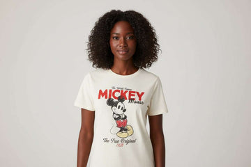 Ivory Mickey  Printed T Shirt Nawao.com