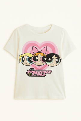 Ivory Powerpuff Girls Printed T Shirt Ivory Nawao.com
