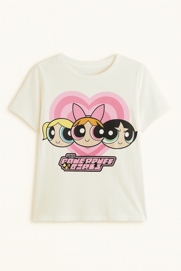 Ivory Powerpuff Girls Printed T Shirt Ivory Nawao.com