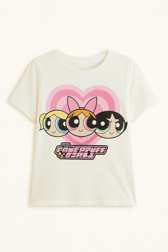 Ivory Powerpuff Girls Printed T Shirt Ivory Nawao.com