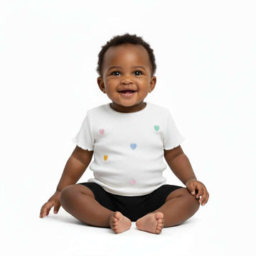 Ivory Rib T Shirt With Embroidery Ivory Nawao.com