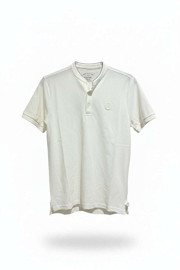 Ivory Standup Collar Polo Shirt Ivory Nawao.com