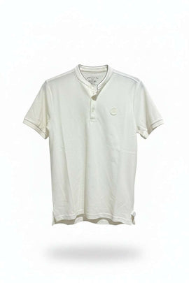 Ivory Standup Collar Polo Shirt Ivory Nawao.com