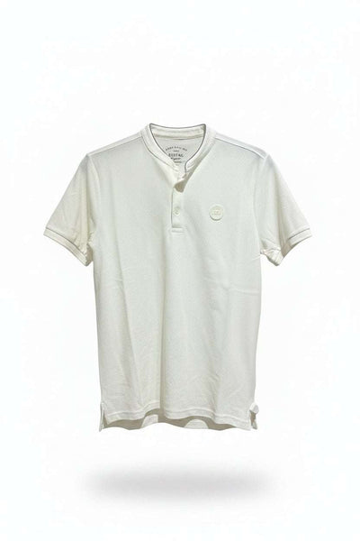 Ivory Standup Collar Polo Shirt Ivory Nawao.com