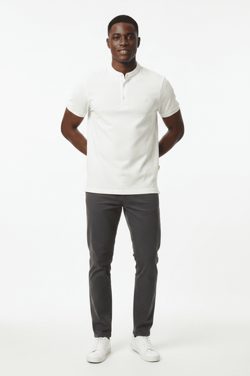 Ivory Standup Collar Polo Shirt Ivory Nawao.com