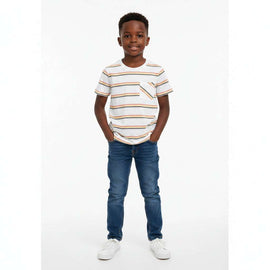 Ivory Stripe Short Sleeve T Shirt Ivory Nawao.com