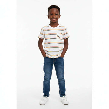 Ivory Stripe Short Sleeve T Shirt Ivory Nawao.com