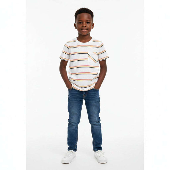 Ivory Stripe Short Sleeve T Shirt Ivory Nawao.com
