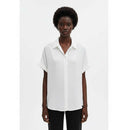 Ivory Tetured Button Front Collared Shirt Ivory Nawao.com