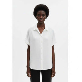 Ivory Tetured Button Front Collared Shirt Ivory Nawao.com