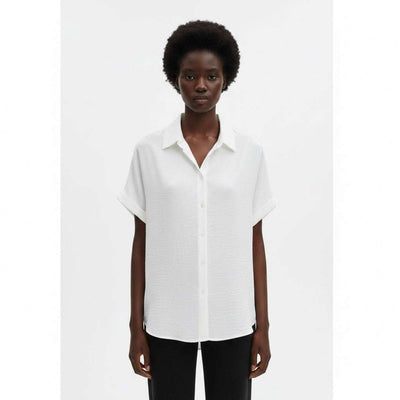 Ivory Tetured Button Front Collared Shirt Ivory Nawao.com