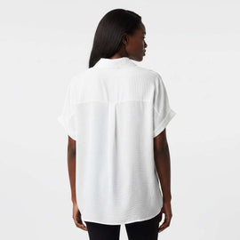 Ivory Tetured Button Front Collared Shirt Ivory Nawao.com