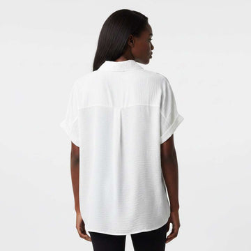 Ivory Tetured Button Front Collared Shirt Ivory Nawao.com