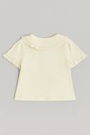 Ivory Woven Blouse With Embroidered Collar Ivory Nawao.com