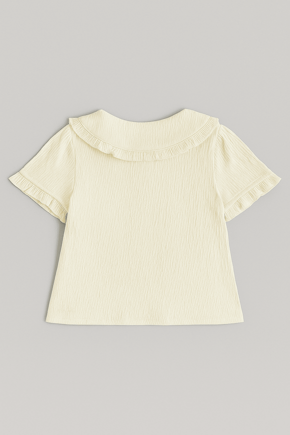 Ivory Woven Blouse With Embroidered Collar Ivory Nawao.com