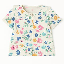 Ivory Woven Blouse With Floral All Over Print Ivory Nawao.com