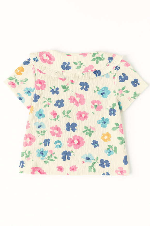 Ivory Woven Blouse With Floral All Over Print Ivory Nawao.com