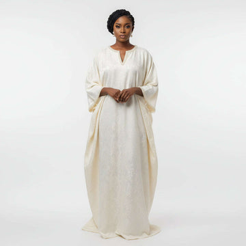 Jacquard Embelish Kaftan Ivory Nawao.com
