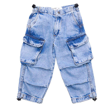 Jogger With Flap Pockets And Elasticed Opening Light Wash Nawao.com